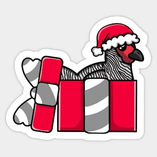 Cute Plymouth Rock Chicken in Christmas Gift Sticker